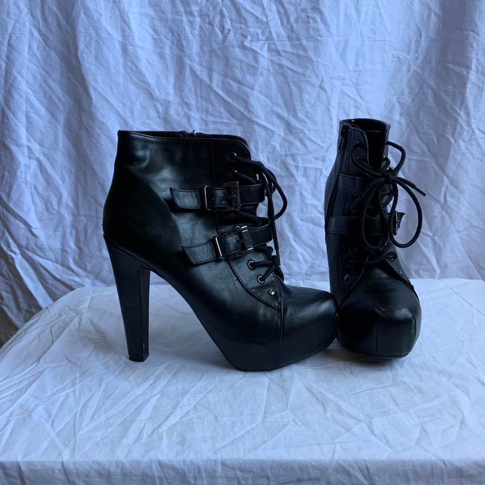 Faux Leather Platform Booties